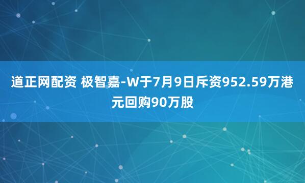 道正网配资 极智嘉-W于7月9日斥资952.59万港元回购90万股